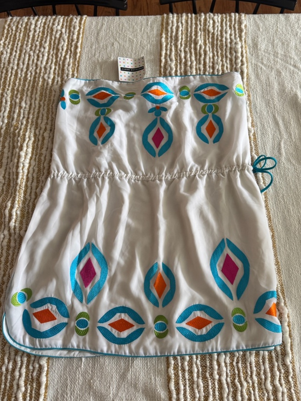 NWT Gretchen Scott White Strapless Embroidered Summer Dress/ Cover up